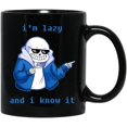 thumbnail image 1 of Lazy And I Know It (Original) Tasse à Café Noire Inspirée du Squelette Undertale, Tasse à Café Cadeau, 1 of 4