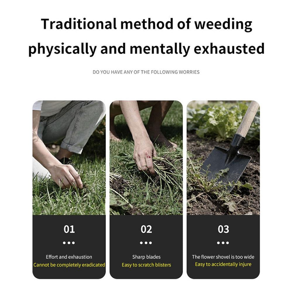 Manual Weeding Tool with Adjustable Long Handle 14 to 40 Inches, 6 Tine Heavy Duty Garden Weed Puller Rake for Lawns and Flower Beds, Removal Tool for Soil Aeration and Yard Maintenance