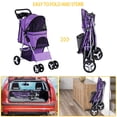 thumbnail image 6 of HomGarden 4 Wheels Small Pet Dog Stroller Foldable Strolling Cart Max. 33lbs W/Storage Basket & Cup Holder, Purple, 6 of 10