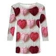 thumbnail image 4 of SOOMLON Women Valentine's Day Tops Couple Valentines Gift Comfy 3/4 Sleeve Round Neck T Shirts Funny Heart Graphic Blouses Fashion Valentines Clothes 2025 Multicolor XL, 4 of 4