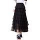thumbnail image 1 of Falda larga de malla con volantes y cintura elástica para mujer Negro M Negro M Xishao ropa, 1 of 2