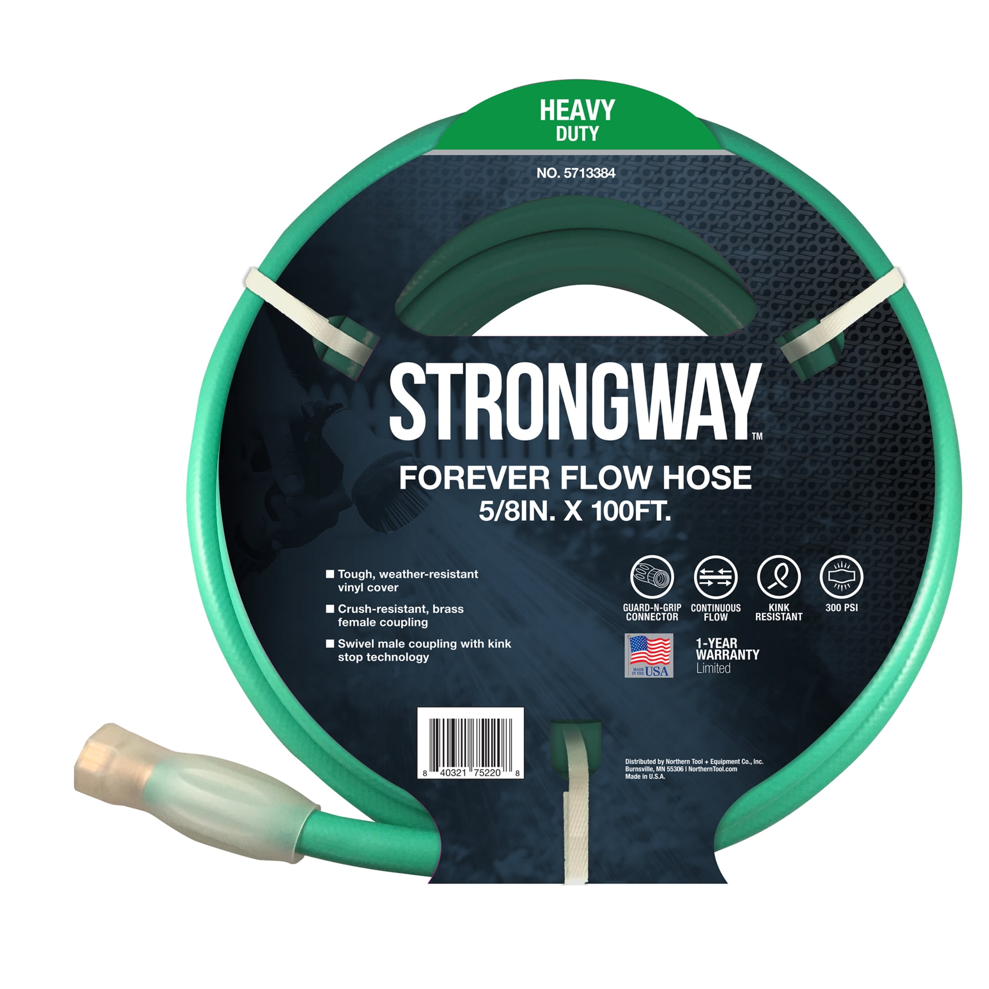 Strongway Forever Flow Water Hose, 5/8in. x 100ft., 300 PSI