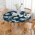 thumbnail image 3 of Pioneer Flower Floral Print Pattern Round Fitted Tablecloth with Elastic Edge,Dining Table Cover Waterproof,Outdoor Round Tablecloth for Camping,Dining,Indoor and Outdoor, 3 of 7