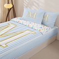 thumbnail image 3 of Homewish Gold M Letter Zipper Twin Comforter Sets with Fitted Sheet and 2 Pillowcases for Girl, Abstract Lines Zipper Bedding Set, Stars Reversible, 4 Pieces, 3 of 6