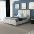 thumbnail image 2 of Valery Queen Size Cream Boucle Platform Bed - No Box Spring Needed, Compact Ship, 2 of 10