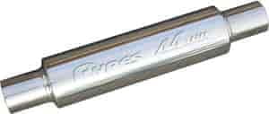 Pypes Performance Exhaust MVR200S M-80 Series Muffler; 2.5 in. Round; 14 in. L; Hardware Not Incl.; Polished 304 Stainless Steel;