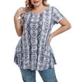 thumbnail image 3 of Mengpipi Womens Casual Scoop Collar Plus Size T Shirts Summer Tops Swing Tee Tunic Tops for Leggings, Snakeskin-2X, 3 of 6