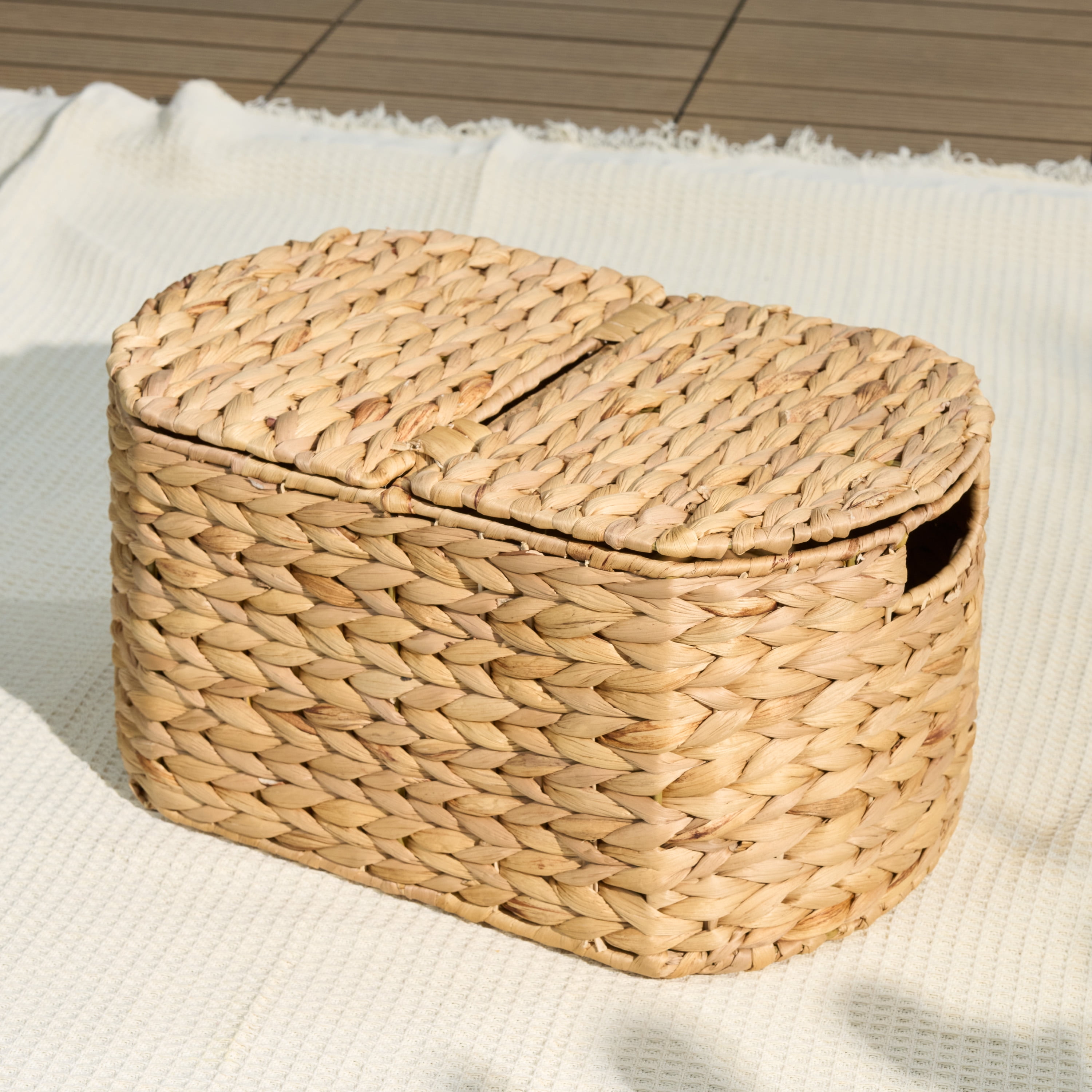 Abbot Water Hyacinth Woven Brown Oval Kitchen and Picnic Basket
