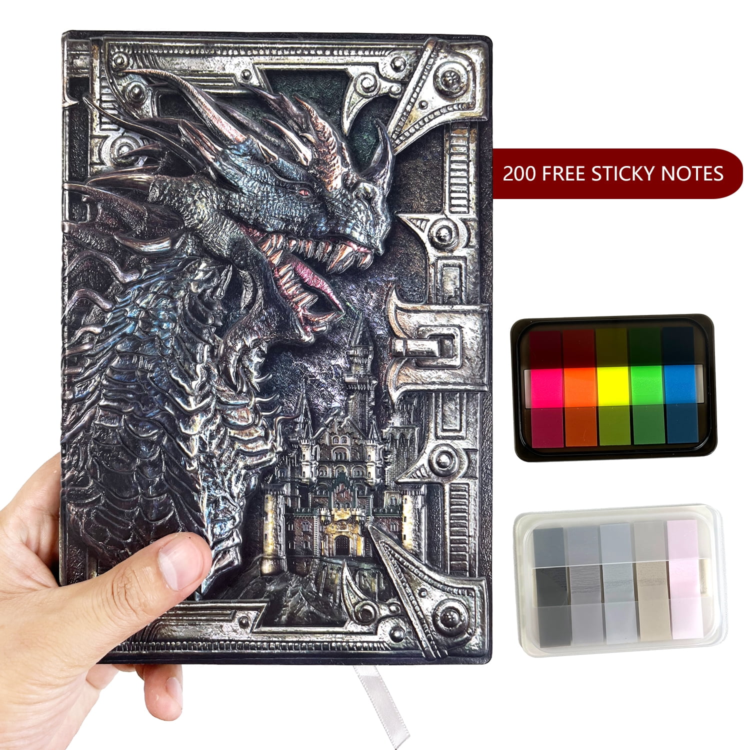Vintage Dragon Embossed Leather Notebook DND Notebook Travel Journal.Antique Handmade A5 Journal,Hardcover Liner,Writing Notebook Gift for Men&Women (Colorful Dragon)