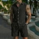 thumbnail image 4 of Ceisia Men's Loose Fit Linen 2-Piece Set Sleeveless Button-Down Shirt with Elastic Waist Drawstring Shorts Gifts, 4 of 7