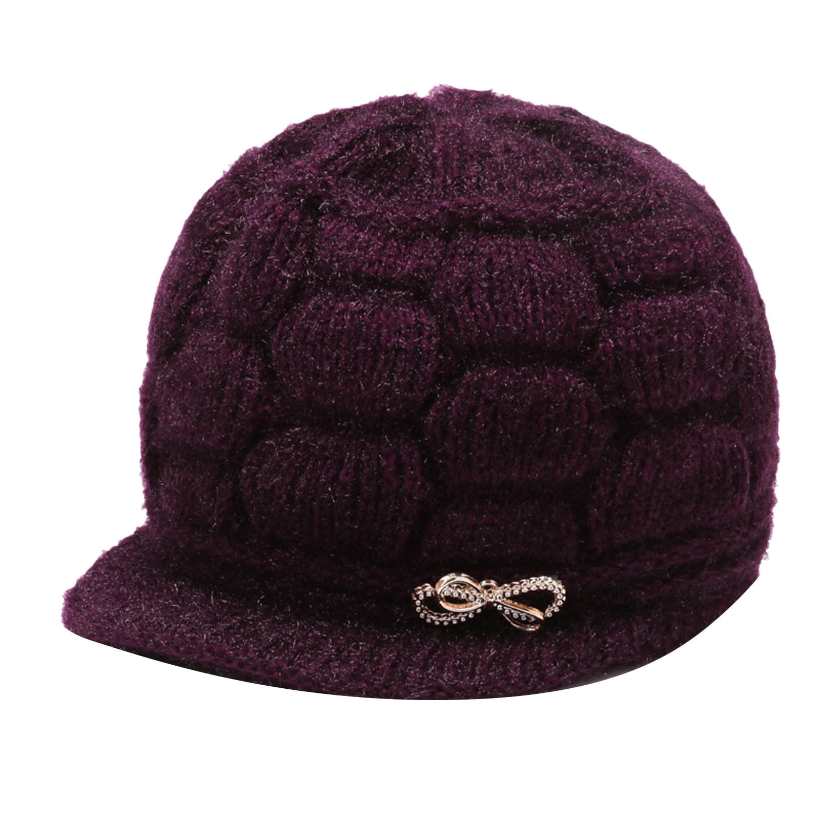 〽️Women’s Purple Winter Warm Knit Wool Snow Ski Hat with Visor 12 Types of Stylish and Warm Hats to Rock This Winter +  main image 2