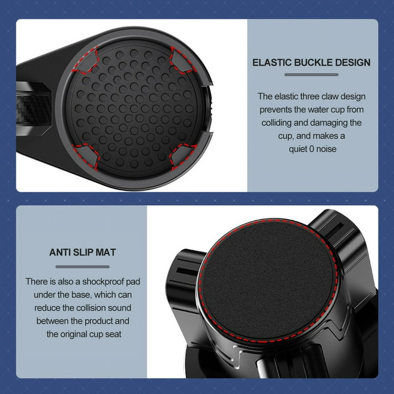 Etokfoks 2-in-1 Car Cup 360° Rotating Gooseneck Phone Holder Automotive Drink Holder in Black Adjustable Base Fit