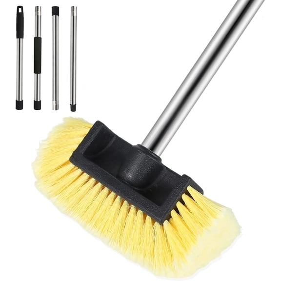 Wash Brush with Long Handle - Five-Sided Soft Bristle Brush for , , SUV, RV, Boat & House Siding Cleaning