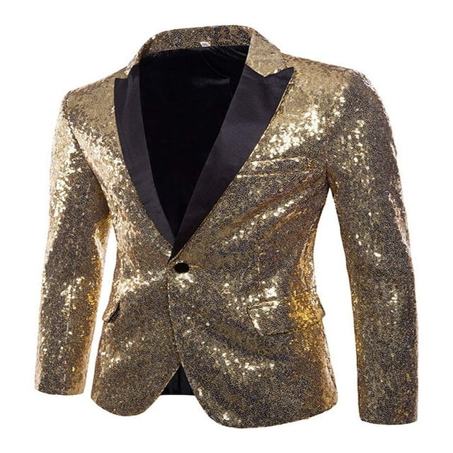 Men Sequins Nigth Clubs Wedding Party Tuxedo Cocktail Suit Jacket Coat