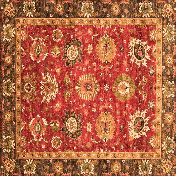 Ahgly Company Indoor Square Oriental Orange Traditional Area Rugs, 3' Square