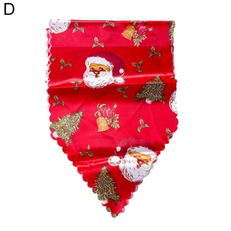 

SANWOOD Christmas Bell Flower Santa Decor Tablecloth Party Dining Table Runner Cover