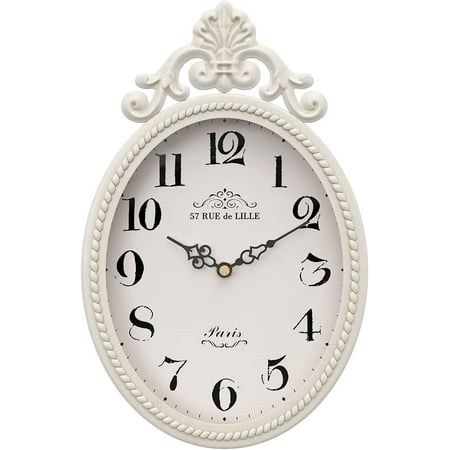 Small French Retro Decorative Wall Clock, Antique Gold Vintage Oval Style,Silent Battery Operated Boho Decor Wall Clocks for Farmhouse,Kitchen,Bedroom,Bathroom(10.4 H x 6.7 W)