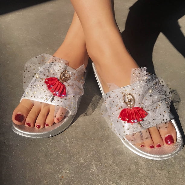 Moda mujer tobillo correa encaje verano diapositiva sandalias planas chanclas Shose Wmkox8yii hj789
