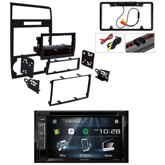 Metra 99-6519B Single/Double DIN Installation Dash Kit for Select Dodge Vehicles W/ Kenwood DDX24BT Double DIN Bluetooth Stereo with 6.2 inch Display + Car License Plate Rearview Camera