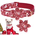 thumbnail image 2 of Collar para perro con hebilla metálica pequeña con forma de anillo para mascotas, diseño de renos navideños, 2 of 6