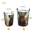 thumbnail image 3 of Balery Riverside Meditating Cat Cesta de ropa redonda con asas, impermeable, independiente, para ropa, juguetes, dormitorio y familia-Medium, 3 of 6