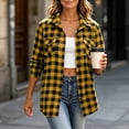 thumbnail image 5 of Jovrlynd Womens Flannel Shirt Plaid Button Down Collared Long Sleeve Fall Shirt Shacket with Pockets, S-2XL, 5 of 8