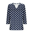 thumbnail image 6 of Polka Dot Tops for Women V Neck 3/4 Sleeve Tunic Blouses Dressy Casual Three Quarter Length Sleeve Graphic Tee Shirts, 6 of 6