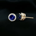 thumbnail image 5 of Rosec Jewels Lab Grown Blue Sapphire Stud Earrings for Women - 6 mm - AAAA Grade - Sapphire Moissanite Earrings with Screw Back, 10K Yellow Gold, 5 of 8