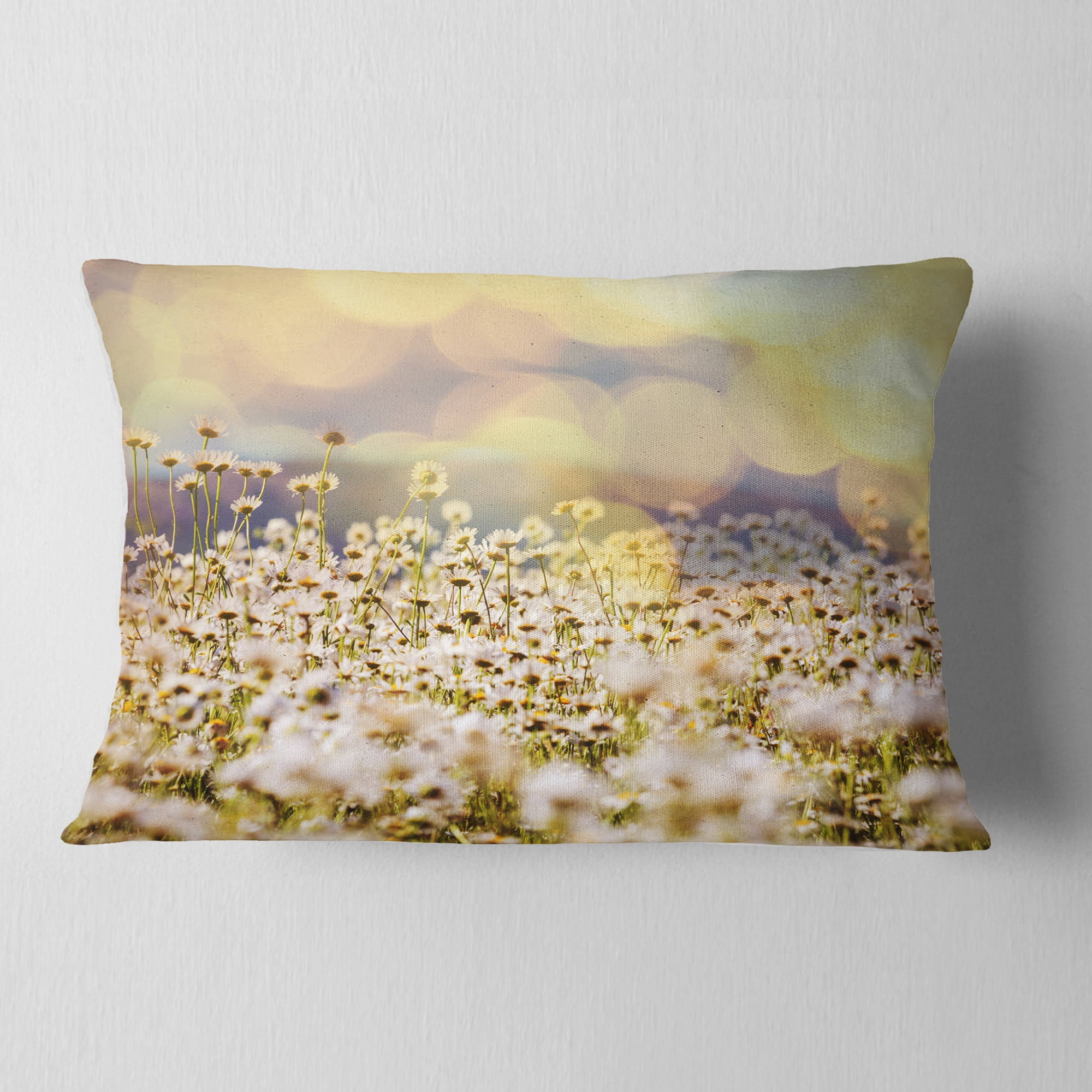 Designart 12" x 20" White Polyester Throw Pillow