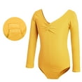 thumbnail image 2 of FLMEI Toddler Kids Gymnastics Leotards for Girls Long-Sleeved Practice Clothing Girls Summer Biketards Open Crotch Cotton Dance Outfit for 5-16 Years, 2 of 8