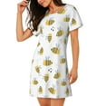 thumbnail image 2 of Xecao Bee for Women's Loose Nightgown Sleepwear Short Sleeves Shirt Casual Print Sleepdress, 2 of 6