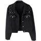 thumbnail image 1 of Chaqueta Vaquera Extragrande para Mujer con Perlas Bordadas y Abalorios Negro XL, 1 of 5