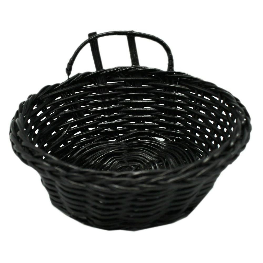 Miniature Round Black Colored Wicker Basket