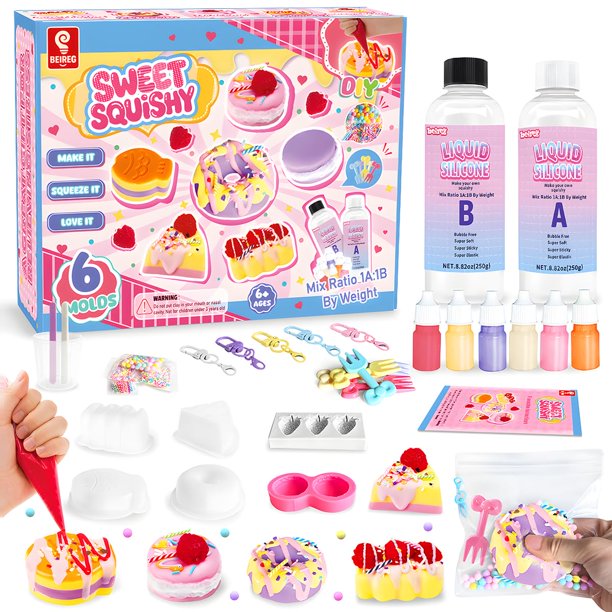 Kit para hacer squishies BEIREG DIY con 6 moldes de silicona de 532 ml