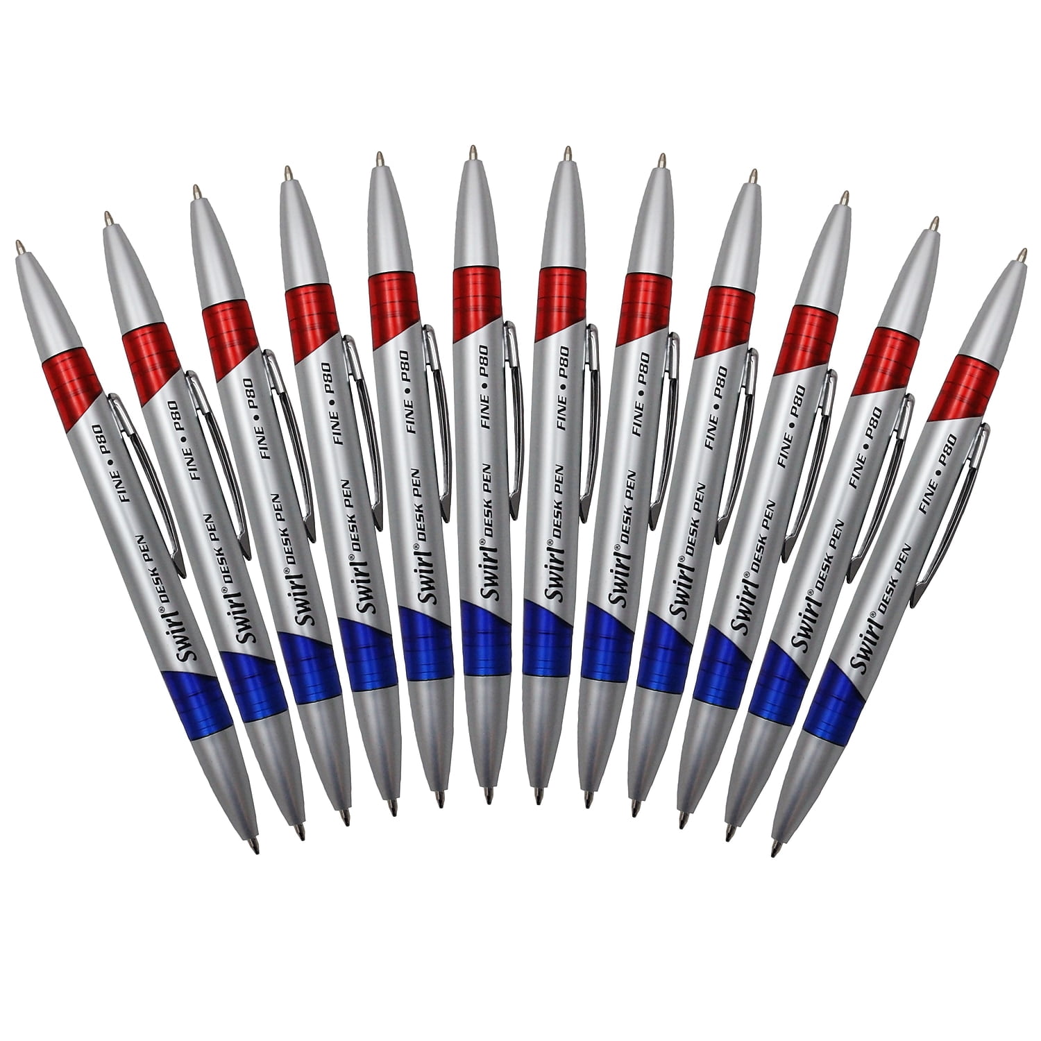 Moon Products Swirl Ink Pens, Red/Blue Combo, 12 Per Pack, 2 Packs