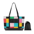 thumbnail image 7 of FORMRS Laptop Tote Bag for Women with 15.6" Computer Compartments Handbag, Blue Checkered Pattern, 7 of 7