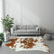 TWINNIS Cowhide Rug Faux Leather Rug Animal Print Rug, Carpet for Bedroom, Home Office, Living Room, Home Decor Mat,5.2ft×6.2ft,LE1-32
