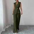 thumbnail image 2 of Stichou Suits 2 Piece Set for Women Sophisticated One Button Blazer Wide Leg Trousers Set Professional 2026 Office Work Casual Solid Outfits Green 2XL, 2 of 6