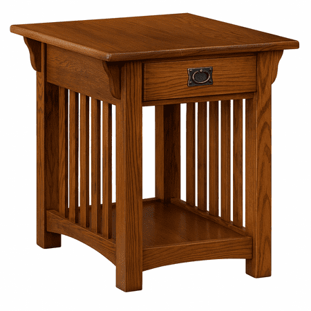 Leick Home Mission Impeccable Solid Wood End Table with Drawer, Medium Oak