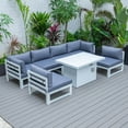 thumbnail image 5 of LeisureMod Chelsea Modern 7-Piece Outdoor Patio Conversation Set & 44" Propane Fire Pit Table in White Aluminum with Blue Cushions, 5 of 18