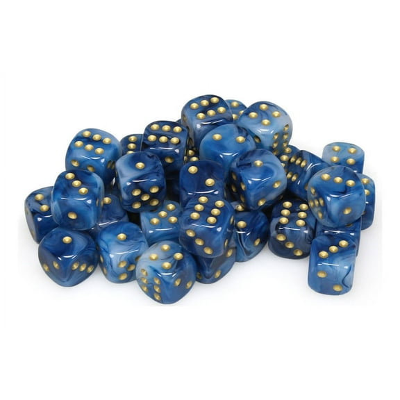 Chessex Phantom Teal/Gold 12mm d6 Dice Block (36 Dice)