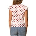 thumbnail image 3 of INSPIRE CHIC Women's Blouse Polka Dots Tie Neck Ruffled Cap Sleeve Wear-to-Work Top L White Red, 3 of 6