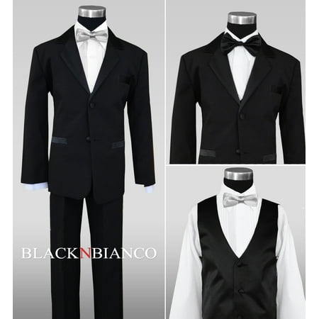 

Black Boys Tuxedos with Silver Bow Tie