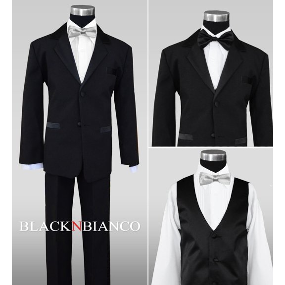 Black Boys Tuxedos with Silver Bow Tie