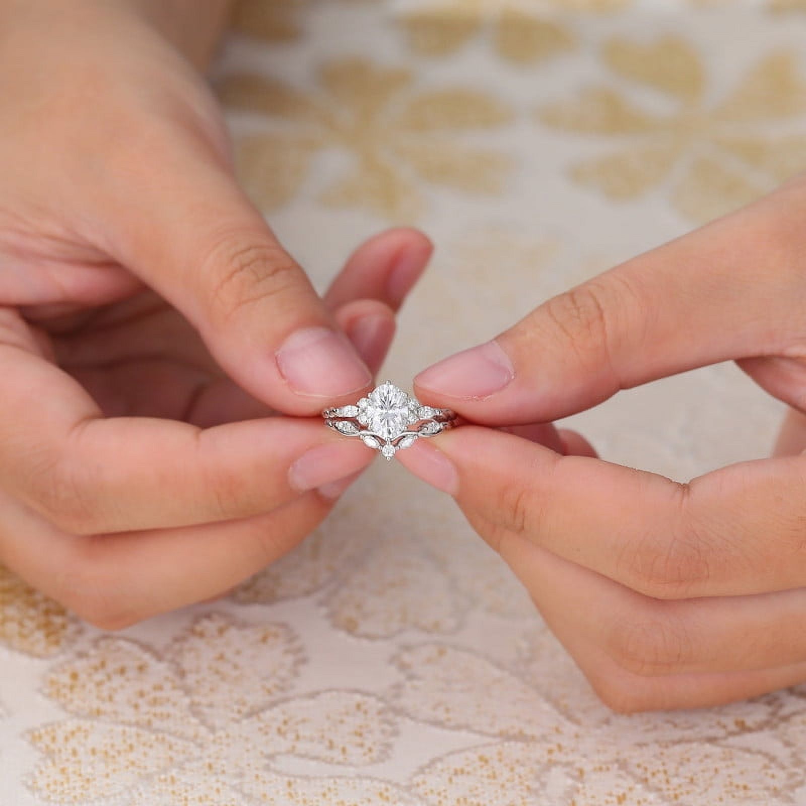 Spot Jewelry Brilliant 2.2 Ct Round Cut Diamond Ring - Silver 14K White Gold Plated Rings for Her - Solitaire with Accent Diamond Rings for Women - Engagement wedding Diamond Rings for Women