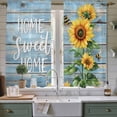 thumbnail image 2 of Spring Sunflower Kitchen Curtains, Bee Wooden Grain Country Rustic Light Filtering Window Curtain Panels, 2Pcs Rod Pocket Window Treatments Set for Living Room Bathroom Bedroom 42x63 Inches, 2 of 9