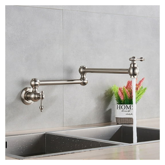 Black Rotated Kitchen Sink Cold Water Tap Faucet Solid Brass Basin Sink Swivel Faucets Wall Mounted Pot Filler Faucet ,Bar Laundry RV Farmhouse