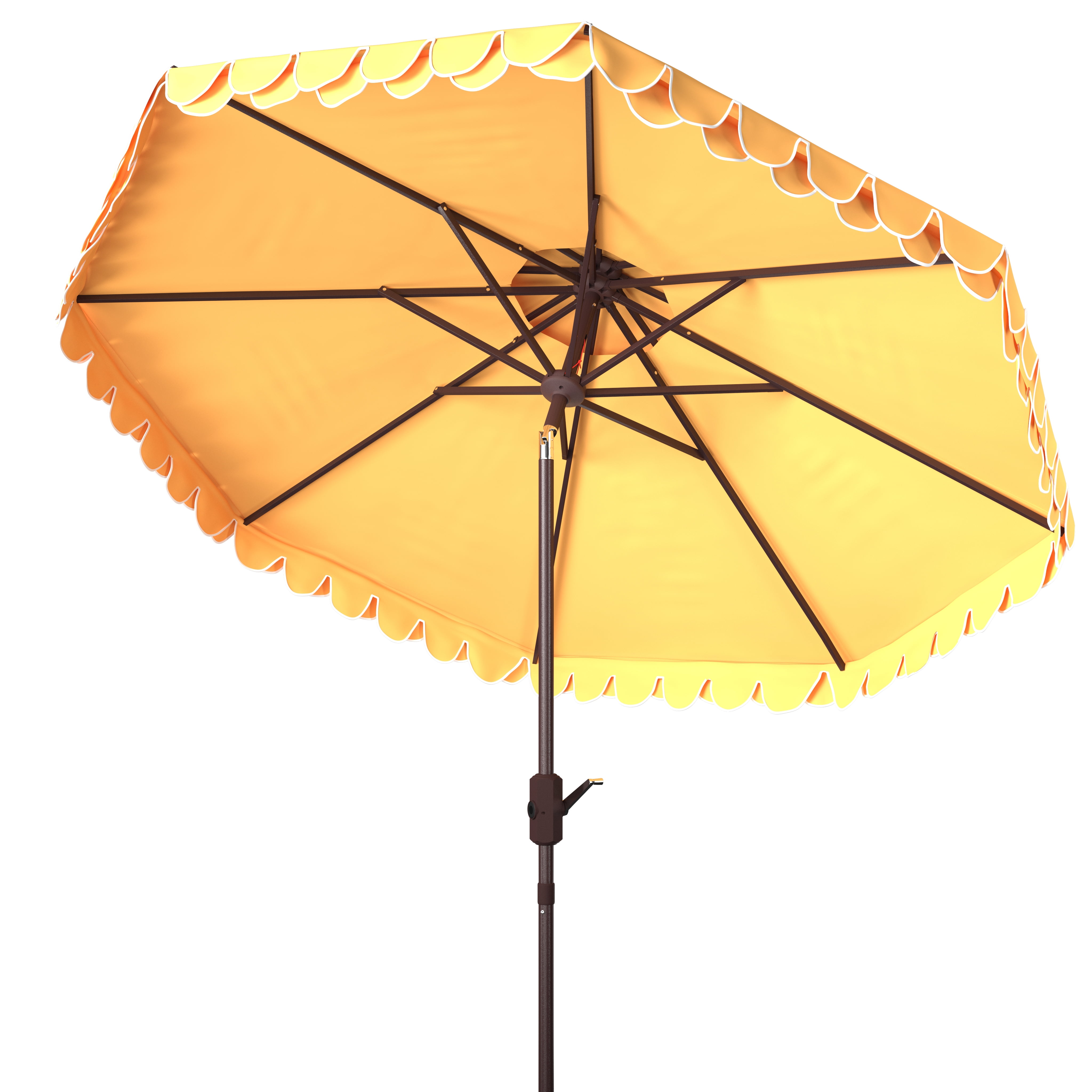 SAFAVIEH Elegant 9' Market Crank Double Top Patio Umbrella, Yellow
