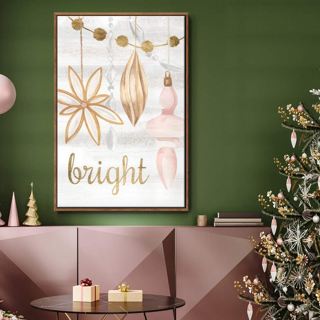 Elegant Ornaments Collection B - Framed Gallery Wrapped Holiday Canvas - 17 x 25 - Rosewood Frame