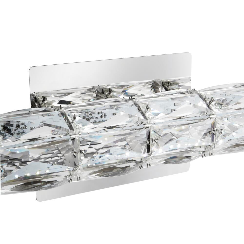 Keighley 18 in. Integrated LED Chrome Bathroom Vanity Light Fixture with Crystal Shade